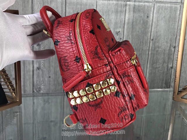 MCM雙肩背包 原單 超mini Stark經典女背包 側邊點綴鉚釘 MCM後背包 時尚迷人單品  mdmc1095